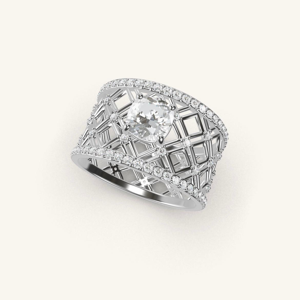 Louvre - Cushion Diamond - 0.7 carat - White Gold