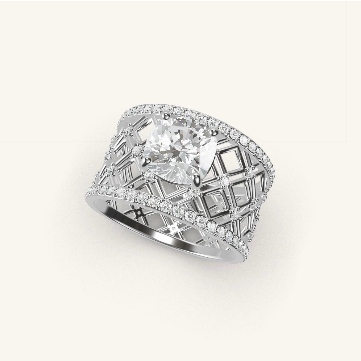 Louvre - Cushion Diamond - 1.4 carat - White Gold