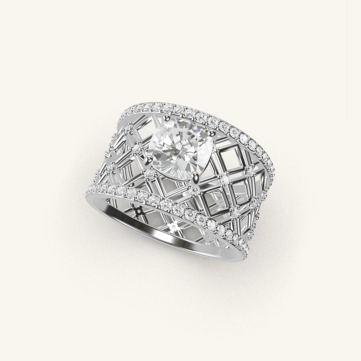 Louvre - Cushion Diamond - 1 carat - White Gold