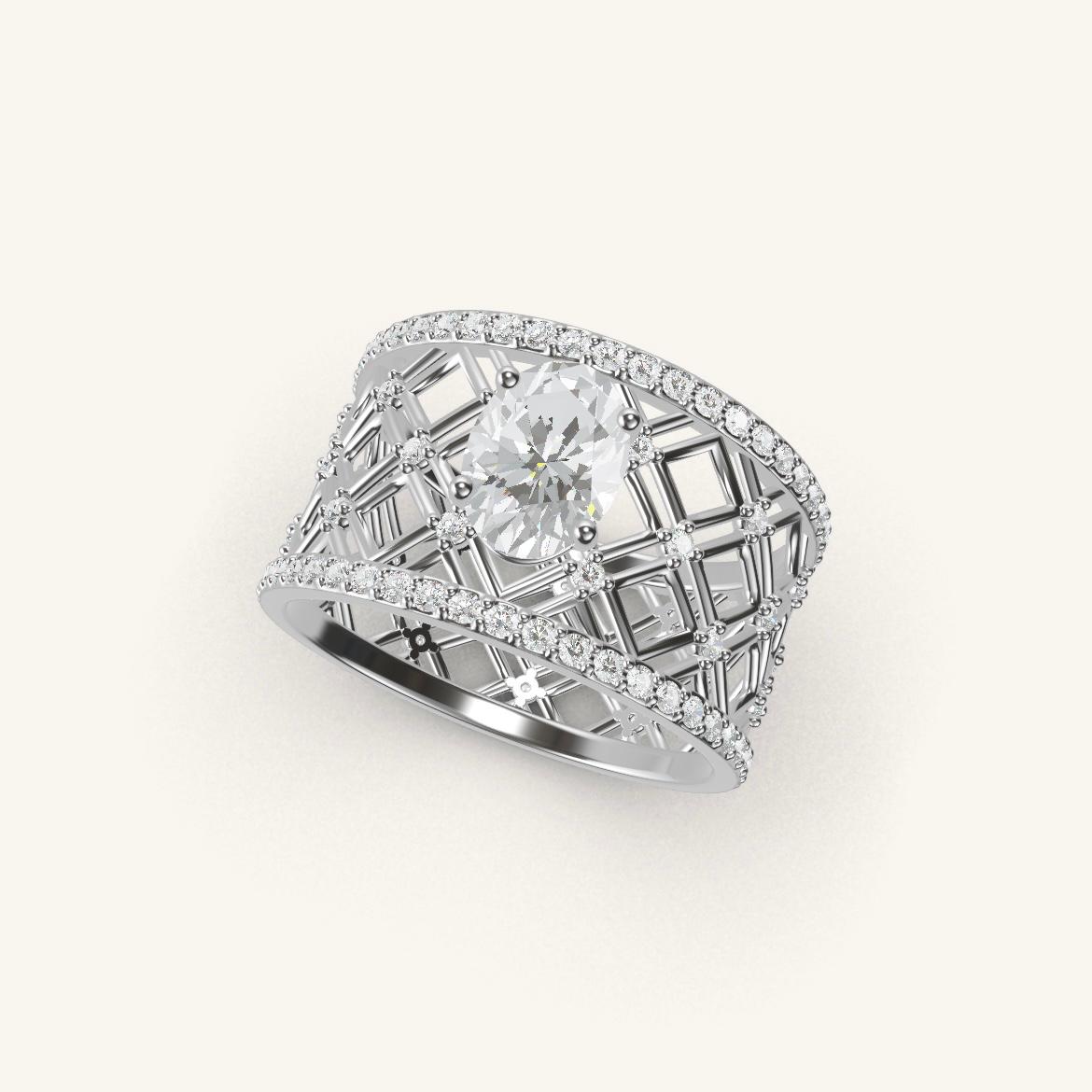 Louvre - Oval Diamond - 0.7 carat - White Gold