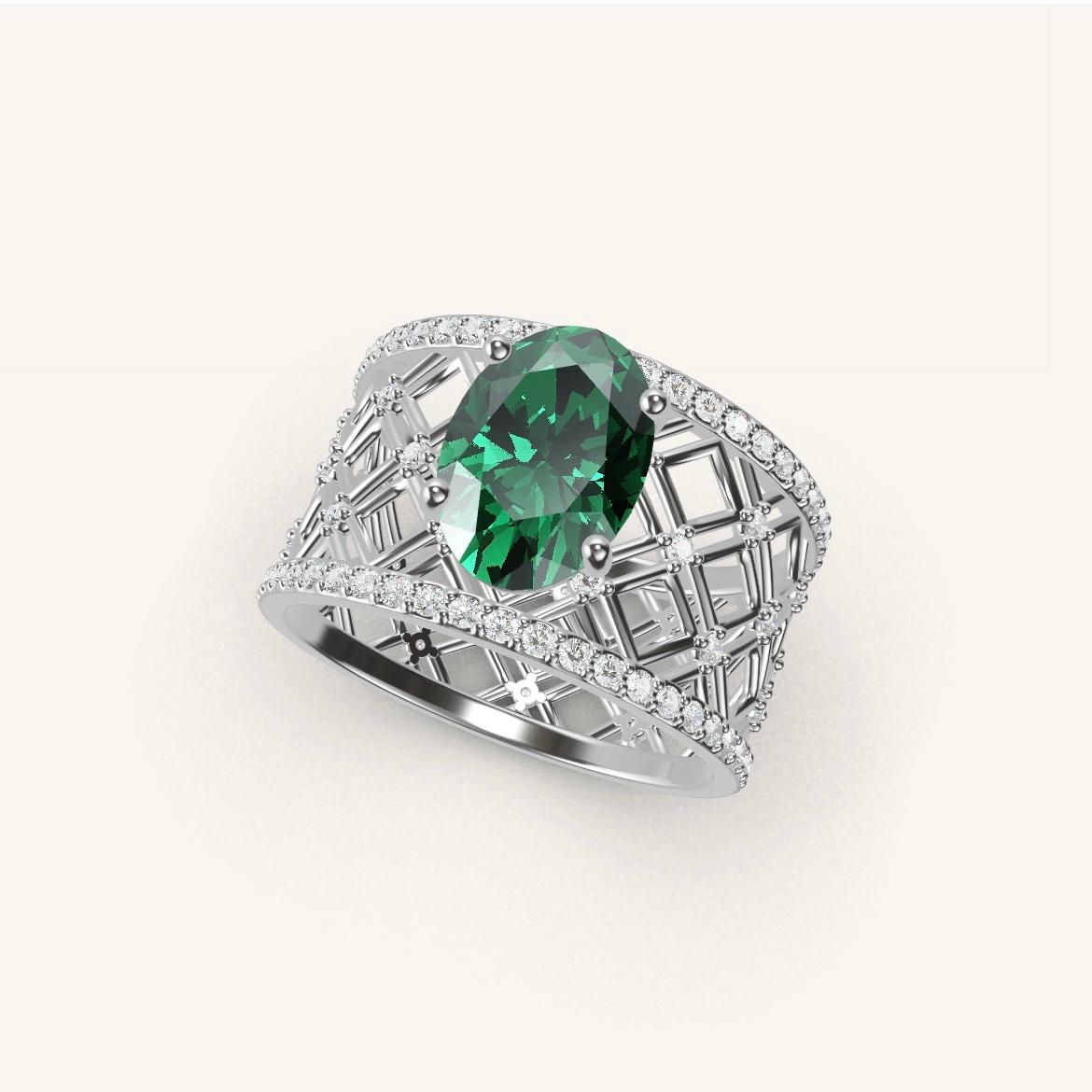 Louvre - Oval Emerald - 1.4 carat - White Gold