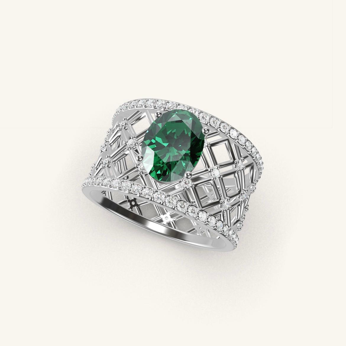 Louvre - Oval Emerald - 1 carat - White Gold