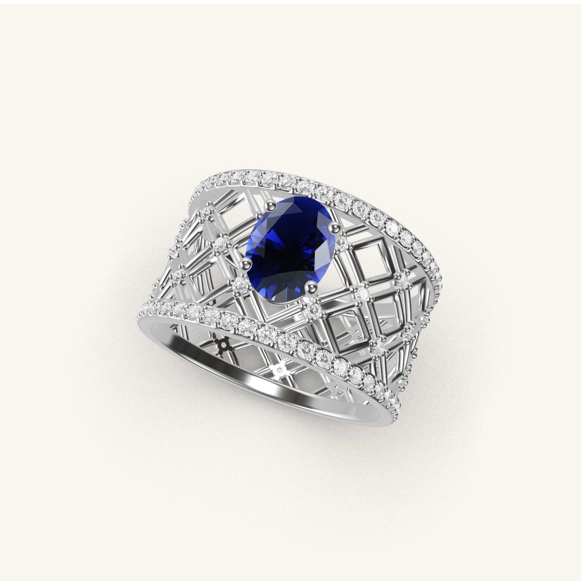 Louvre - Oval Sapphire - 0.7 carat - White Gold