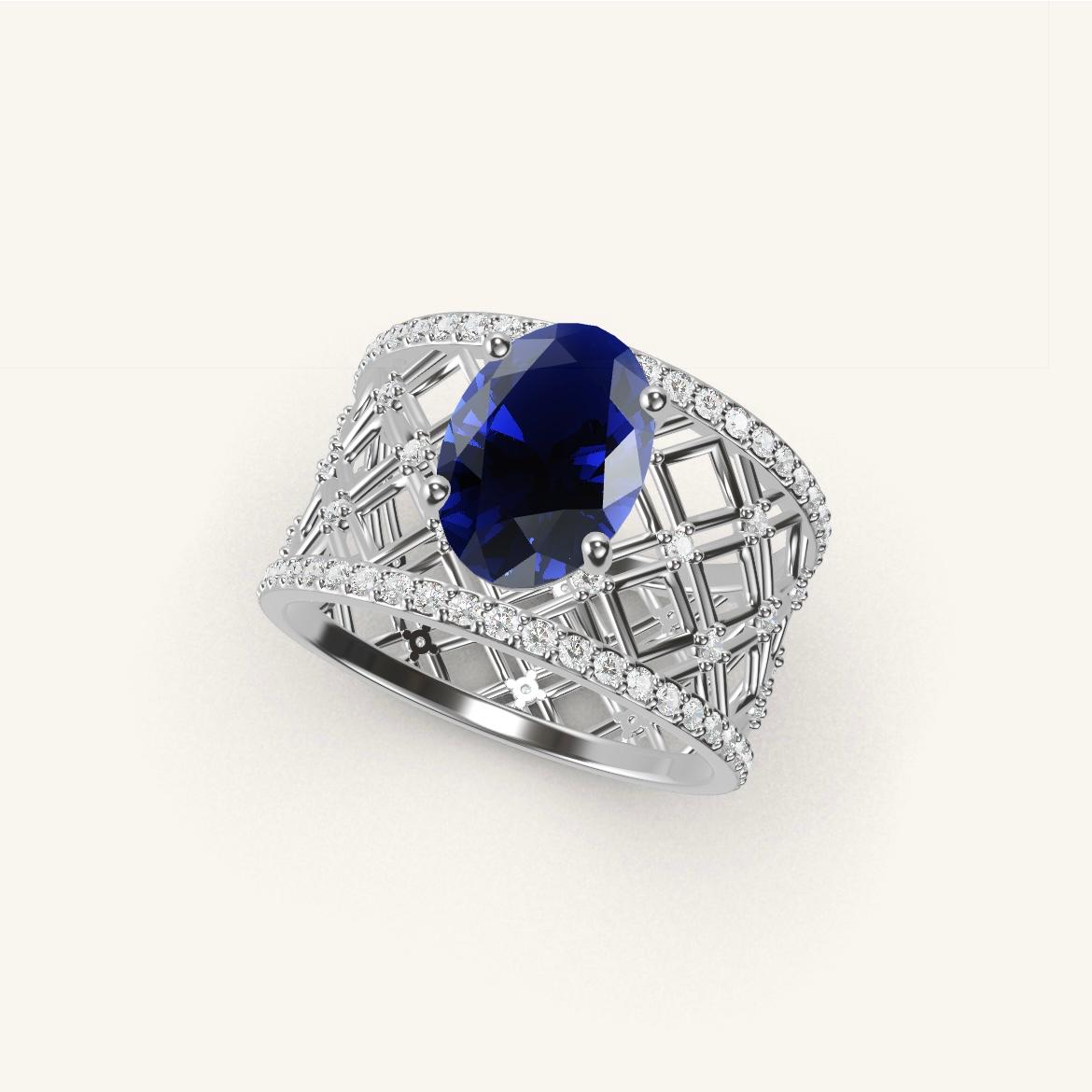 Louvre - Oval Sapphire - 1.4 carat - White Gold