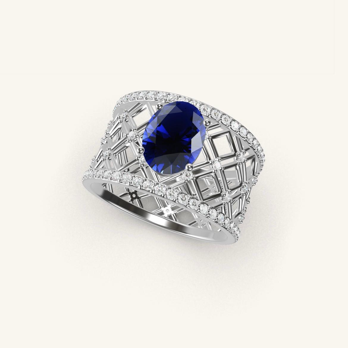 Louvre - Oval Sapphire - 1 carat - White Gold