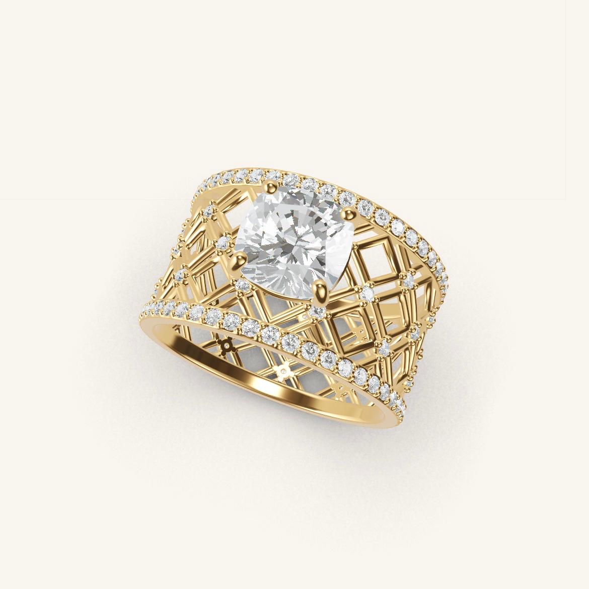 Louvre - Cushion Diamond - 1.4 carat - Yellow Gold