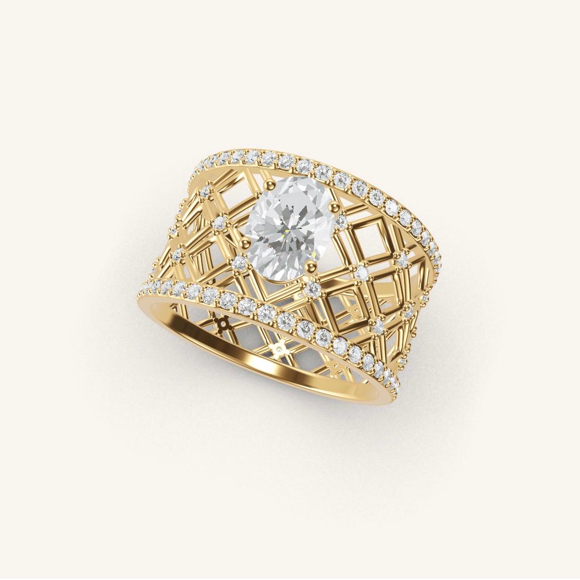 Louvre - Oval Diamond - 0.7 carat - Yellow Gold