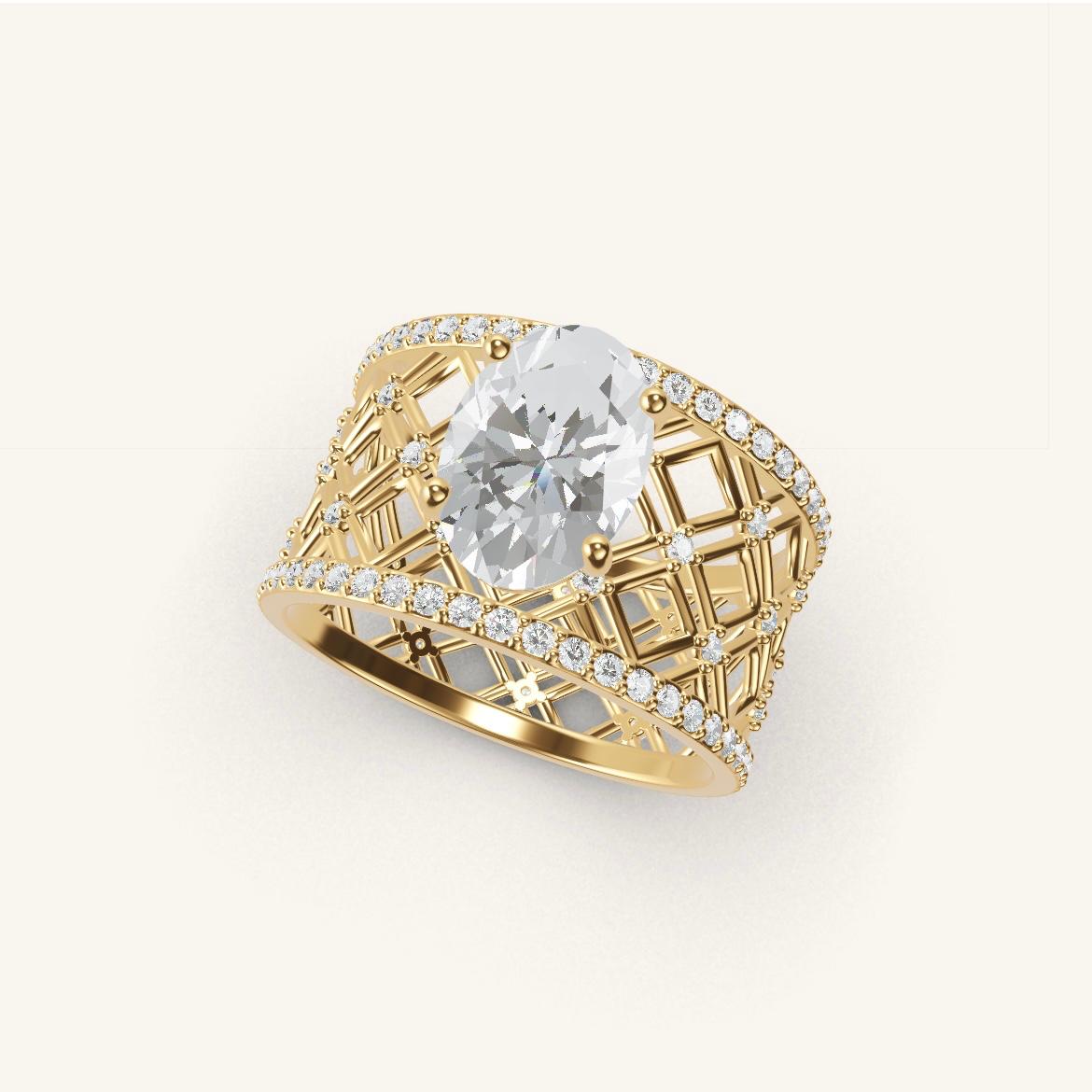 Louvre - Diamant Ovale - 1,4 carat - Or Jaune