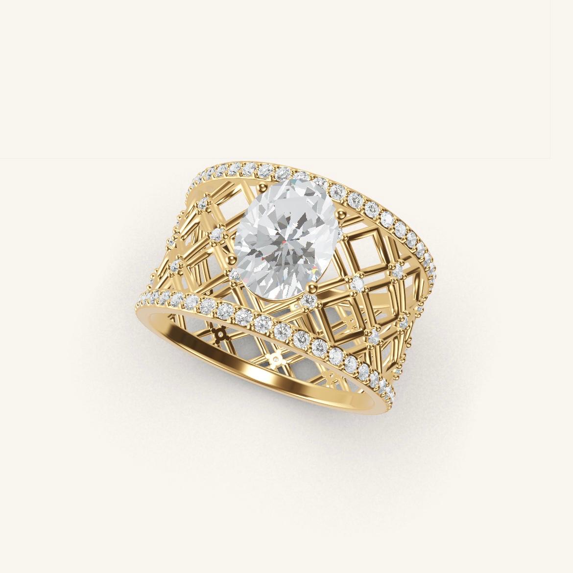 Louvre - Oval Diamond - 1 carat - Yellow Gold