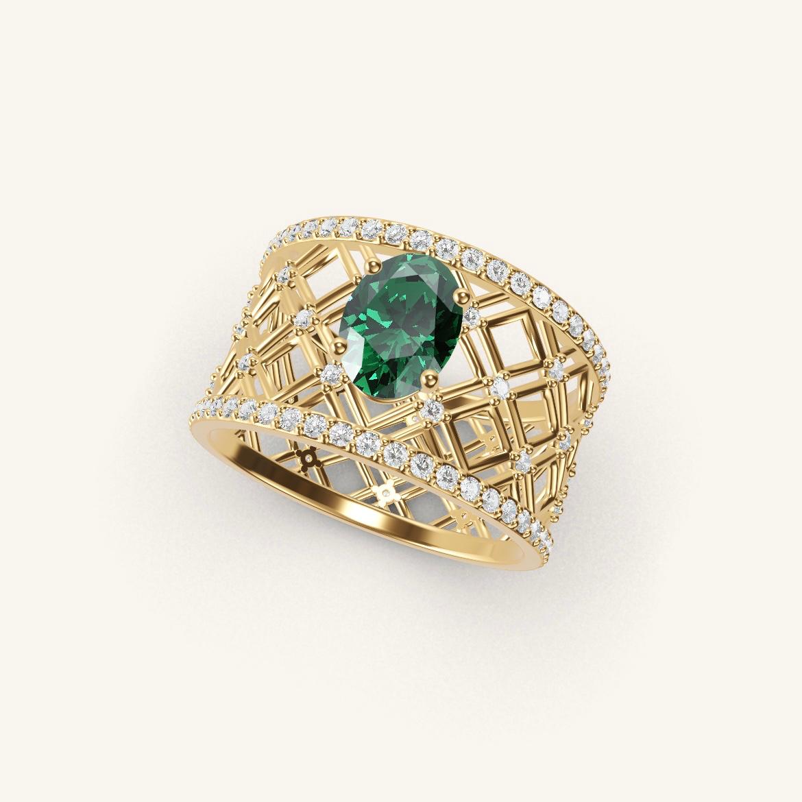 Louvre - Emeraude Ovale - 0,7 carat - Or Jaune