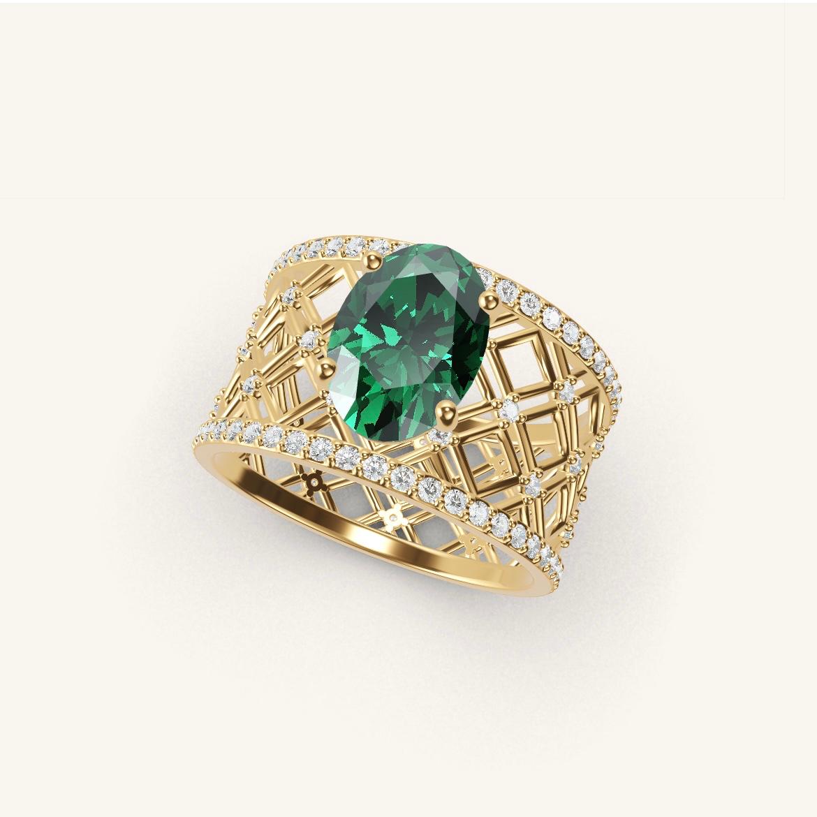 Louvre - Oval Emerald - 1.4 carat - Yellow Gold