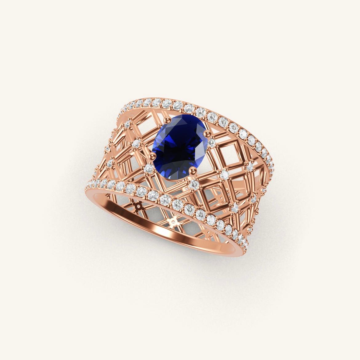 Louvre - Saphir Ovale - 0,7 carat - Or Rose