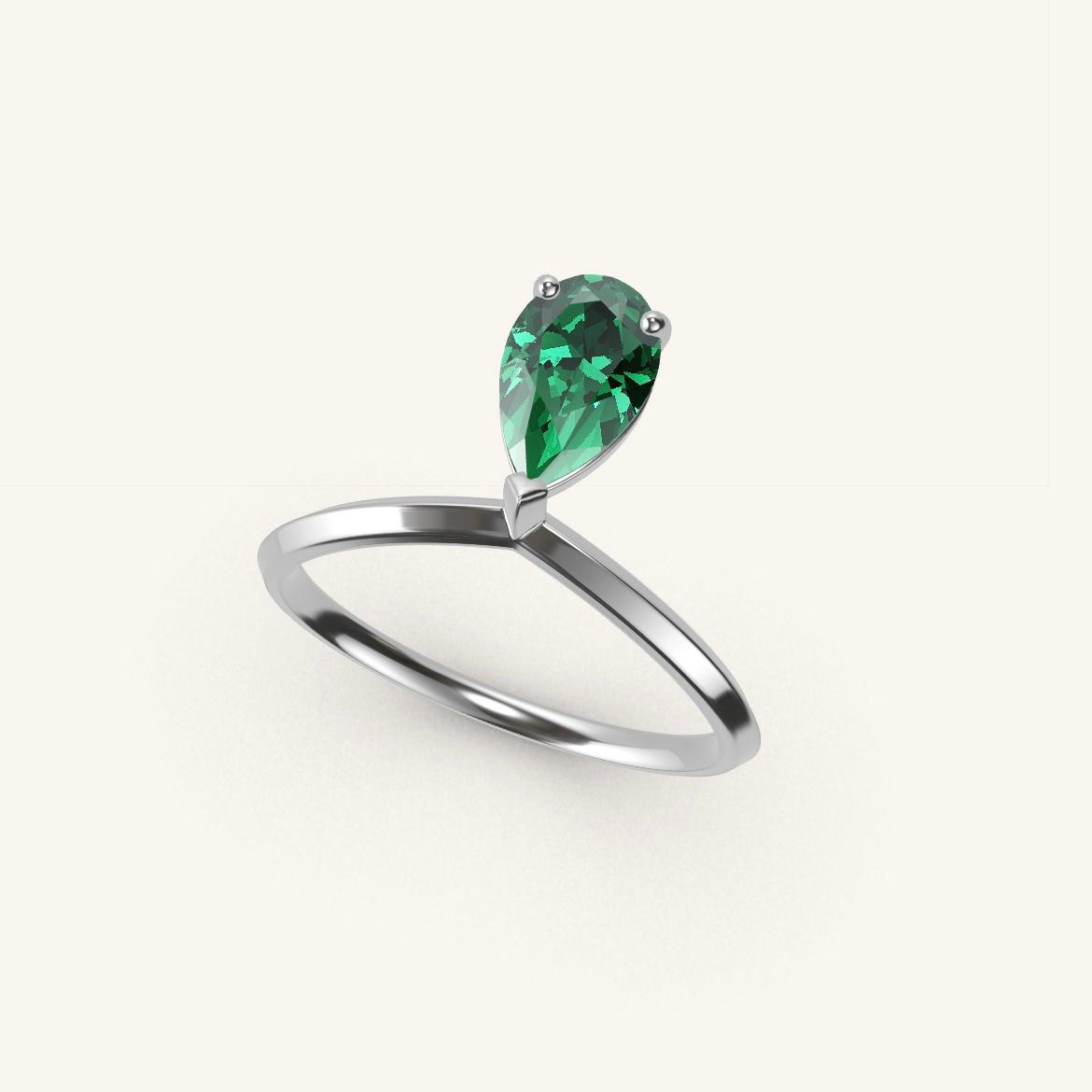 Palais Royal - Emeraude Poire - 0,7 carat - Or Blanc