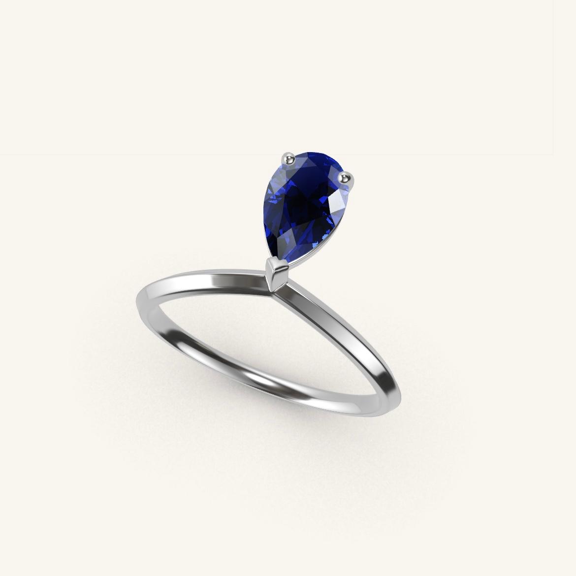 Palais Royal - Saphir Poire - 0,7 carat - Or Blanc