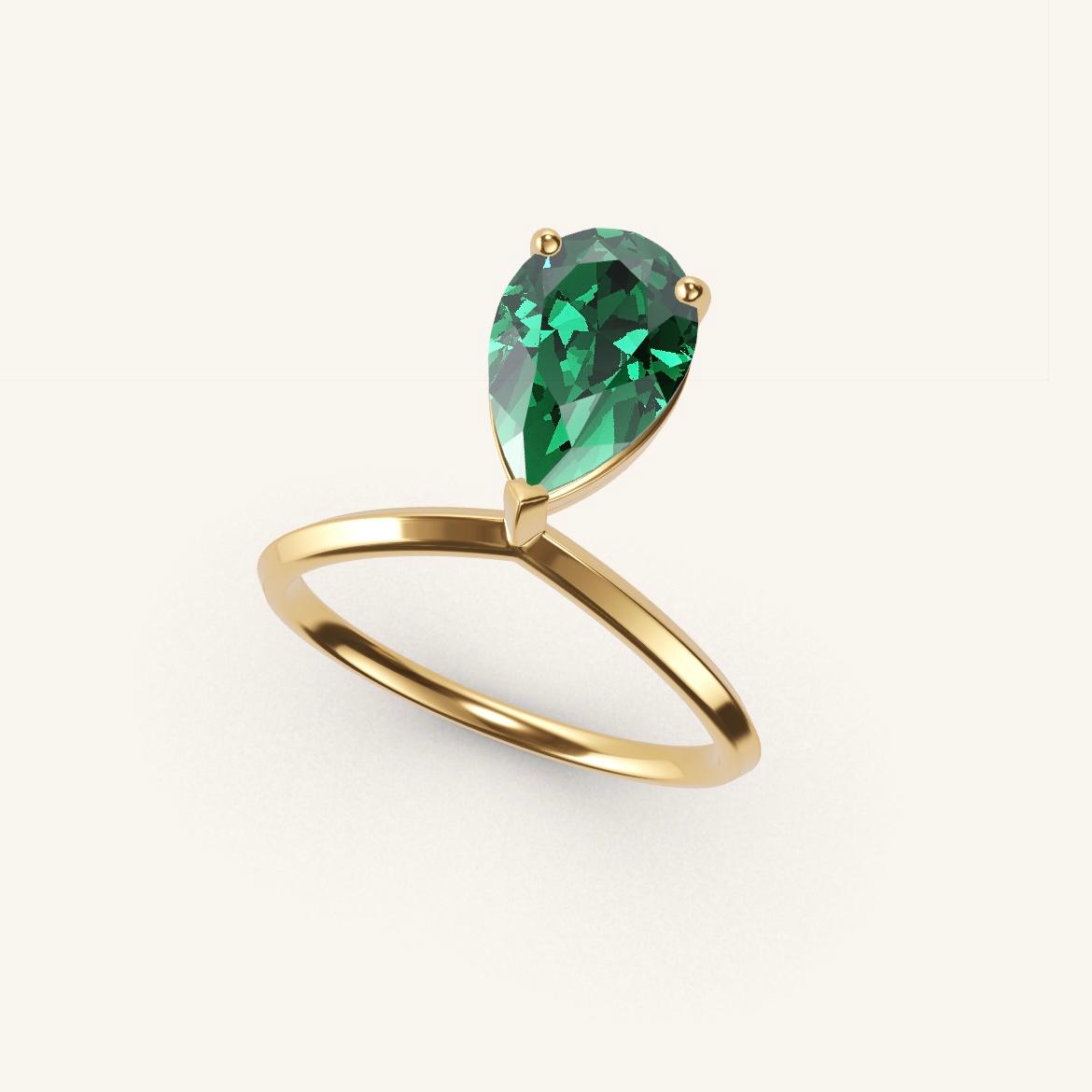 Palais Royal - Emeraude Poire - 1,4 carat - Or Jaune