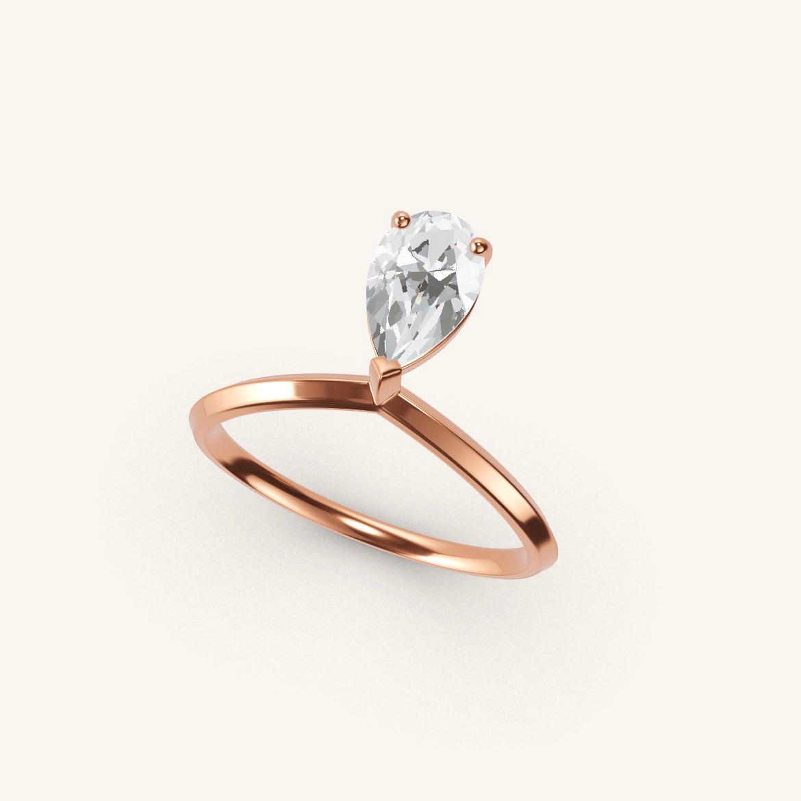 Palais Royal - Diamant Poire - 0,7 carat - Or Rose