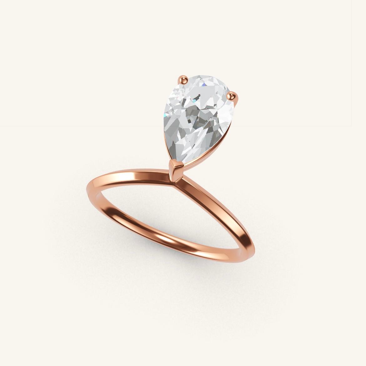 Palais Royal - Diamant Poire - 1,4 carat - Or Rose