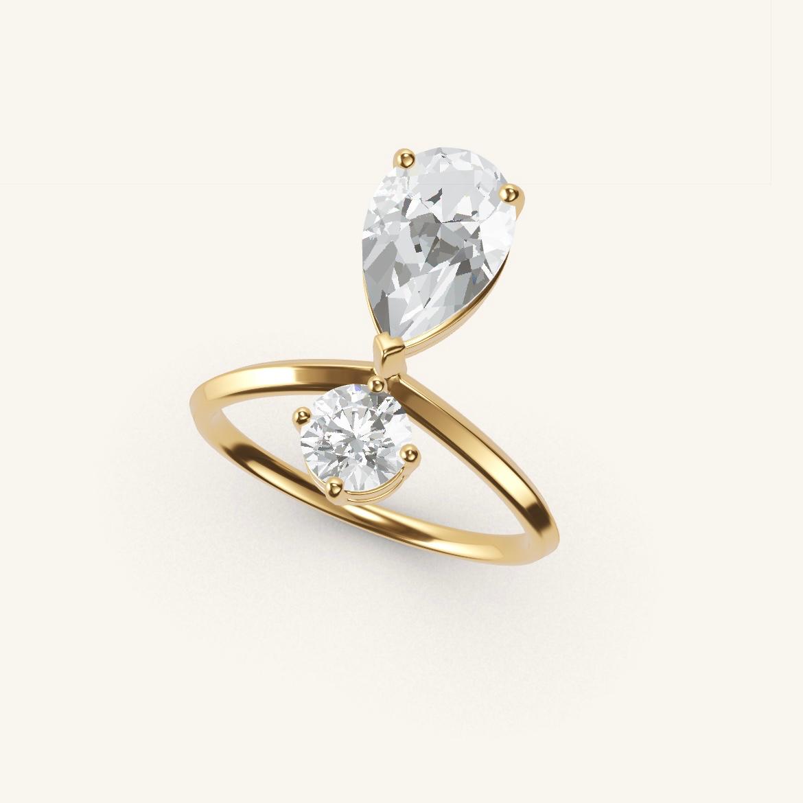 Place des Vosges - Diamant Poire - 1,4 carat - Or Jaune