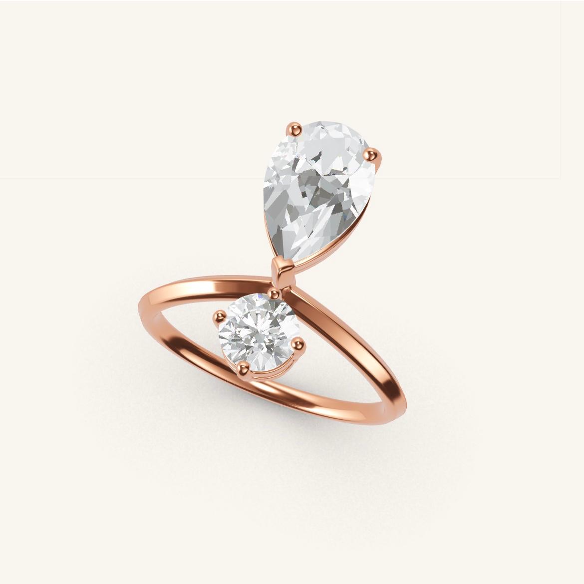 Place des Vosges - Diamant Poire - 1,4 carat - Or Rose