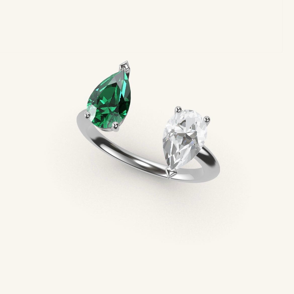 Pont Mirabeau - Pear Emerald - 0.7 carat - White Gold