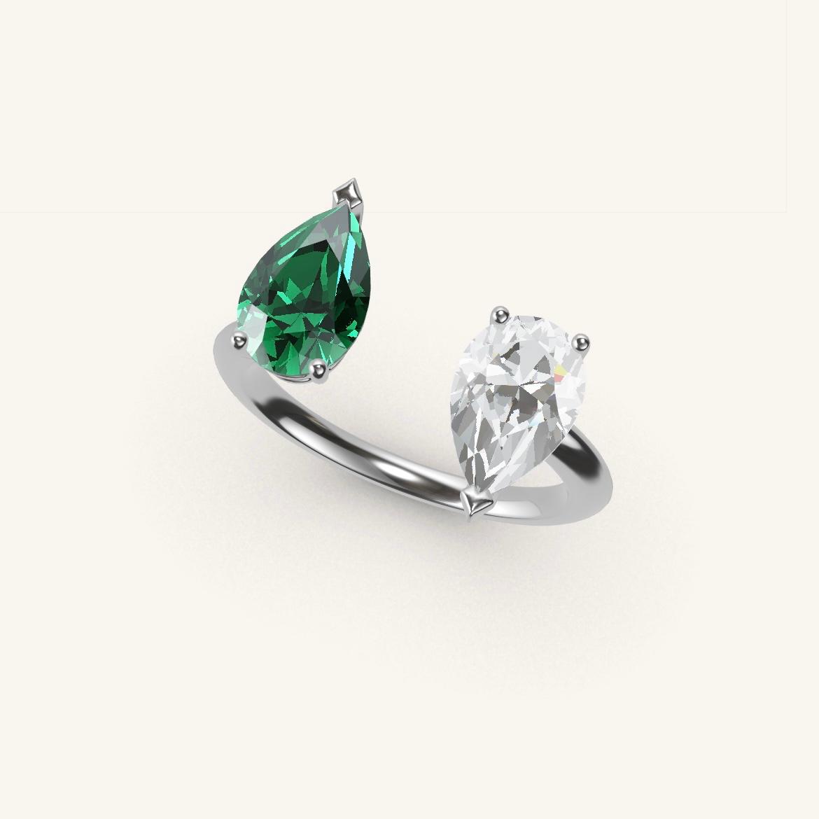 Pont Mirabeau - Pear Emerald - 1 carat - White Gold