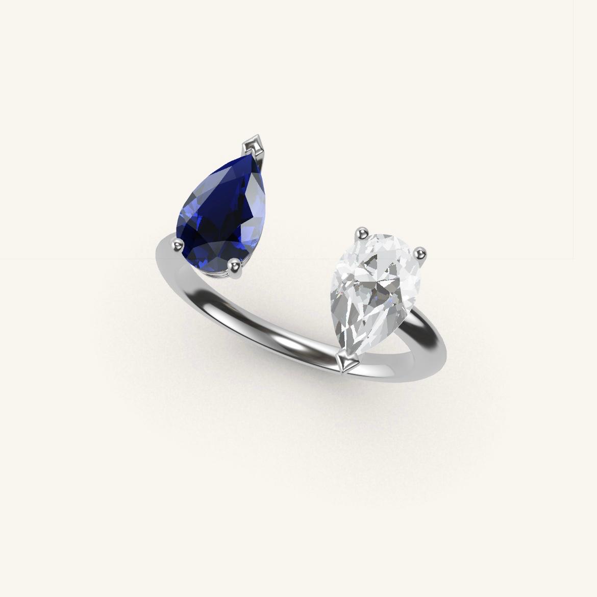 Pont Mirabeau - Saphir Poire - 0,7 carat - Or Blanc