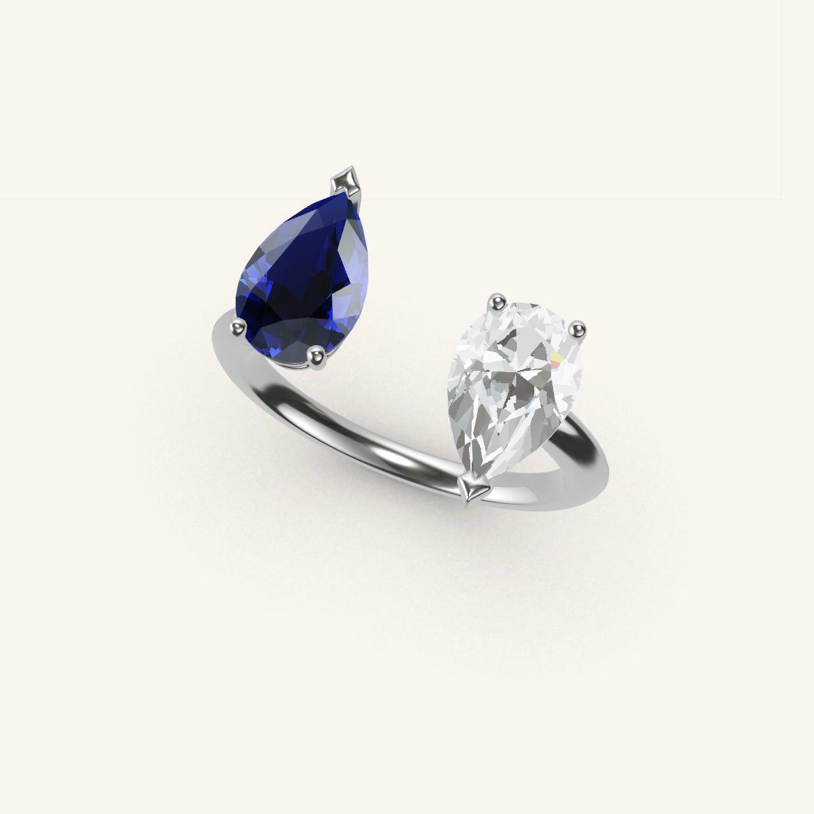 Pont Mirabeau - Pear Sapphire - 1 carat - White Gold