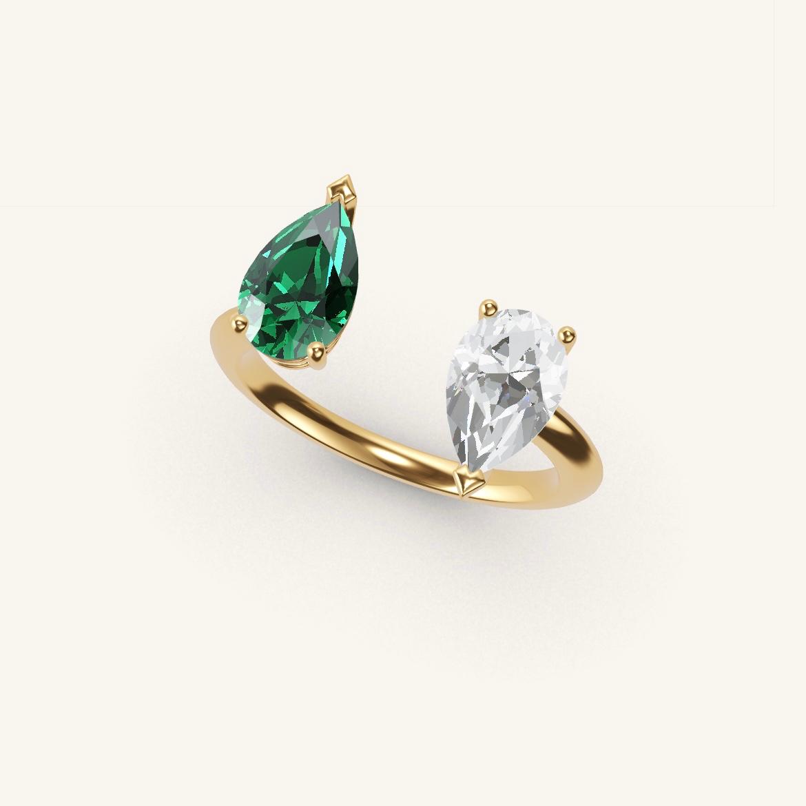 Pont Mirabeau - Pear Emerald - 0.7 carat - Yellow Gold