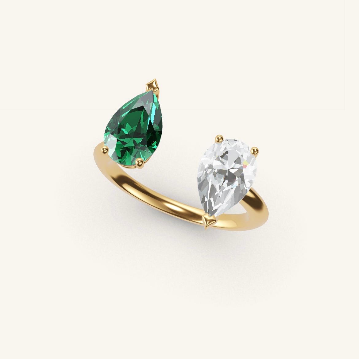 Pont Mirabeau - Pear Emerald - 1 carat - Yellow Gold