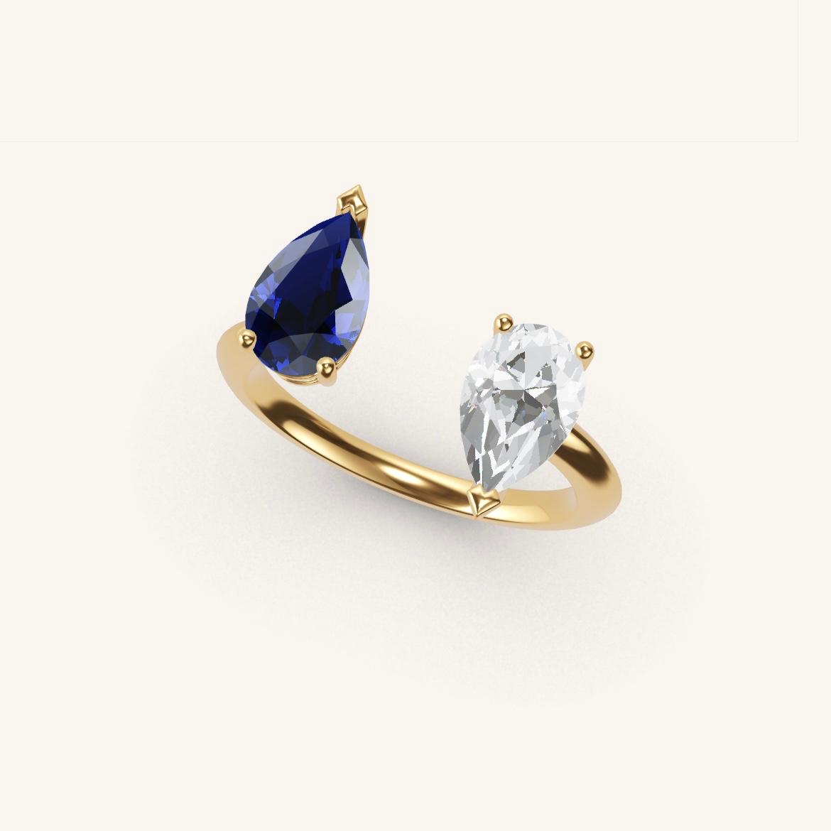 Pont Mirabeau - Pear Sapphire - 0.7 carat - Yellow Gold