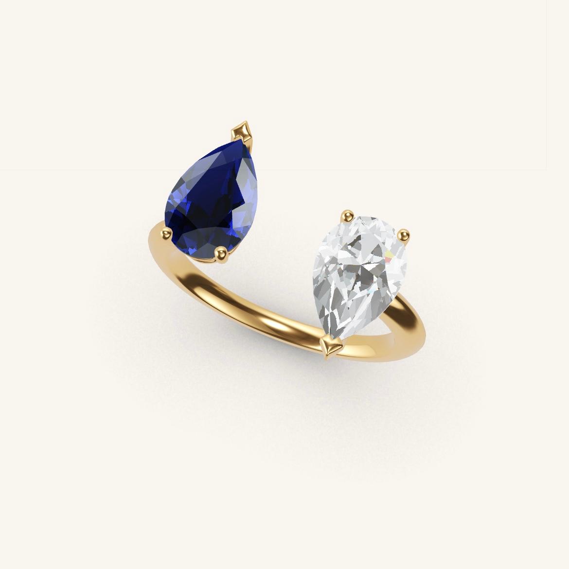 Pont Mirabeau - Pear Sapphire - 1 carat - Yellow Gold