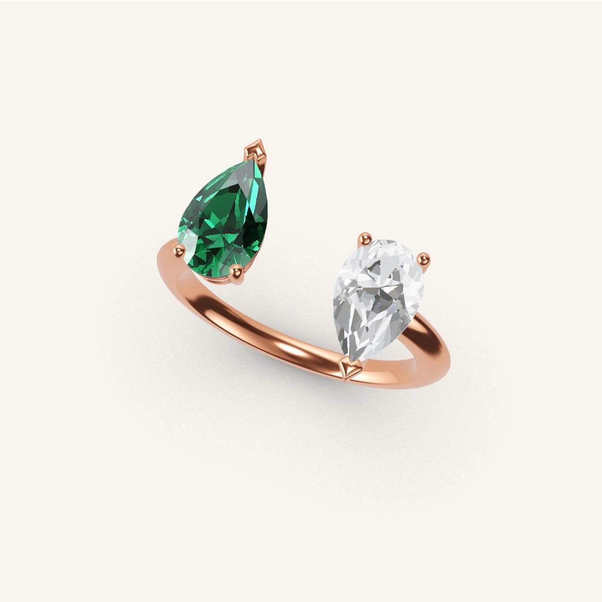 Pont Mirabeau - Pear Emerald - 0.7 carat - Rose Gold