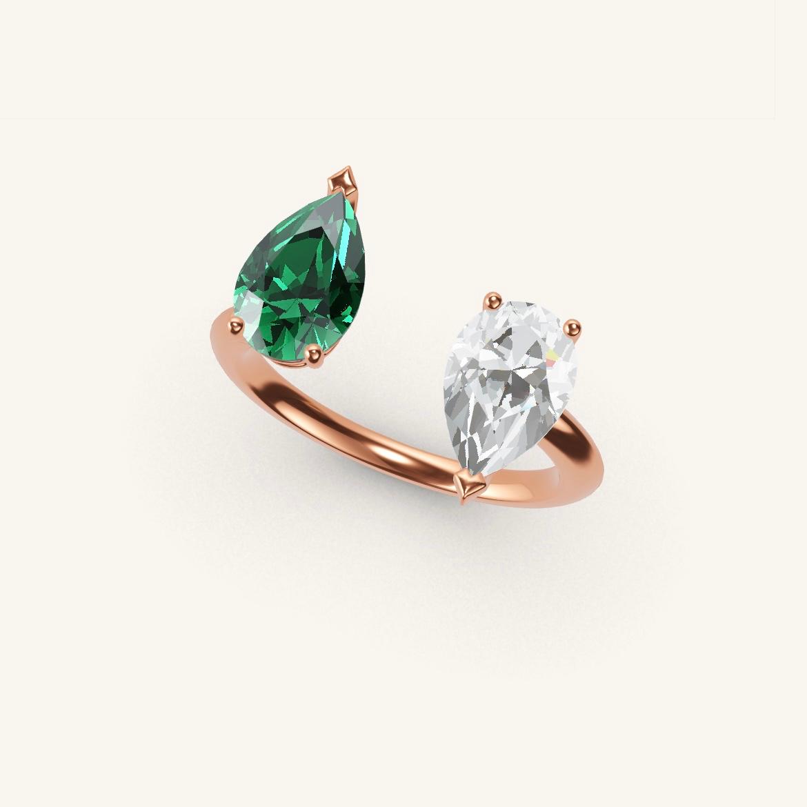 Pont Mirabeau - Pear Emerald - 1 carat - Rose Gold