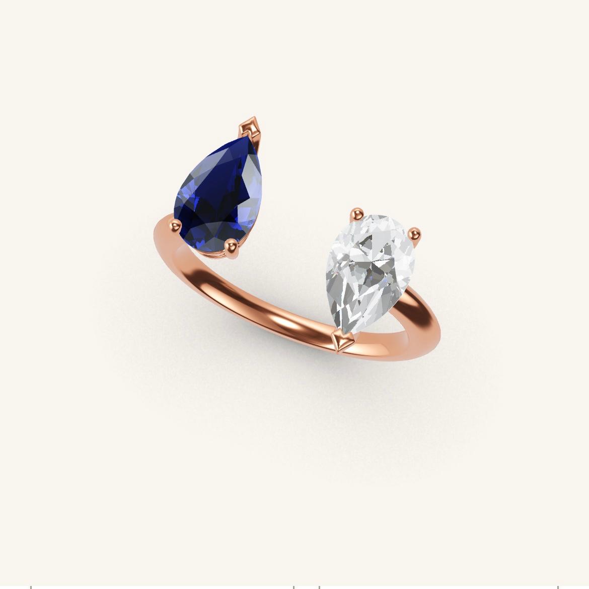 Pont Mirabeau - Pear Sapphire - 0.7 carat - Rose Gold