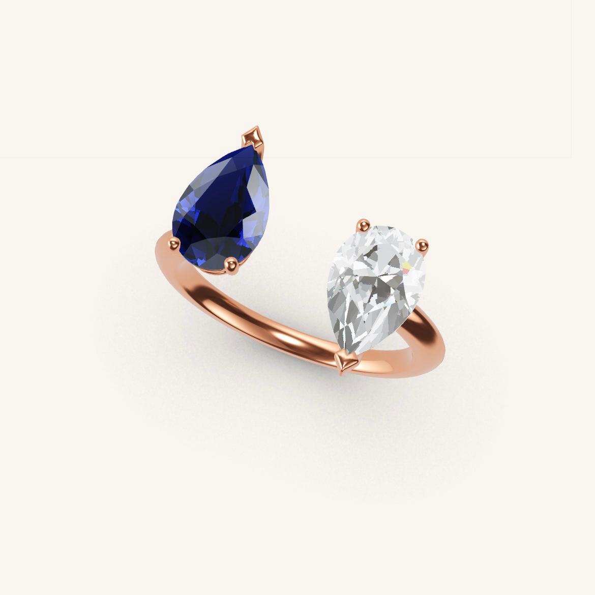 Pont Mirabeau - Saphir Poire - 1 carat - Or Rose