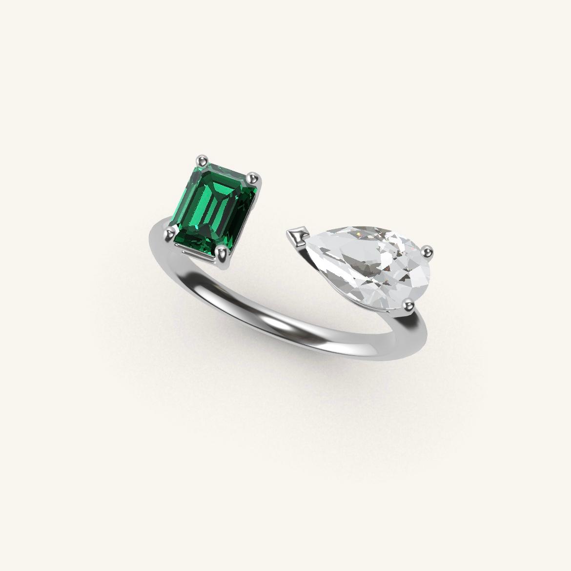 Pont des Arts - Emerald Emerald - 0.7 carat - White Gold