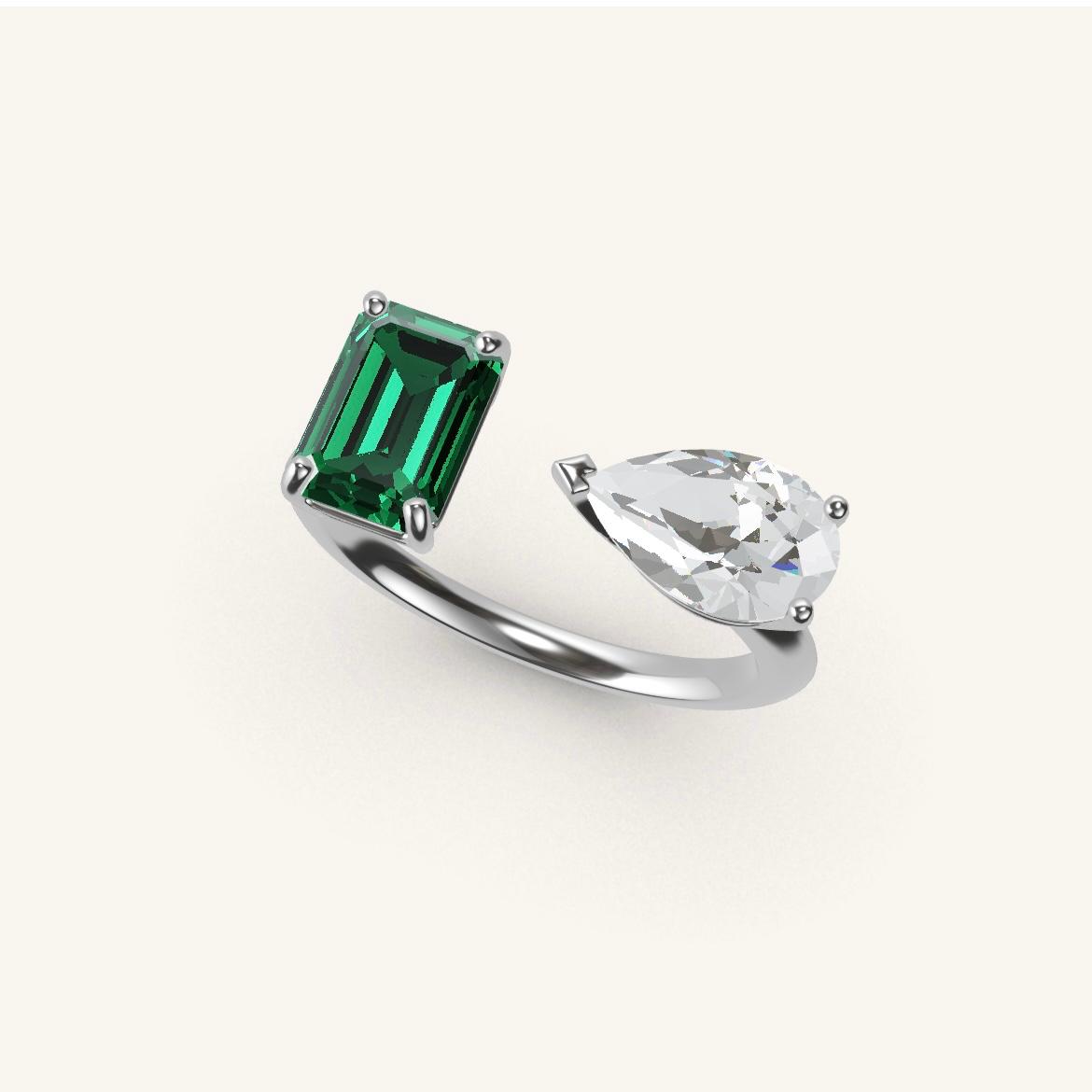 Pont des Arts - Emerald Emerald - 1 carat - White Gold