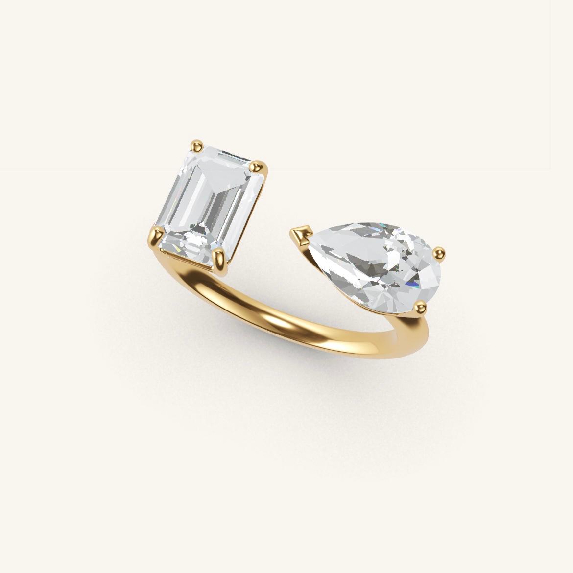 Pont des Arts - Diamant Emeraude - 1 carat - Or Jaune