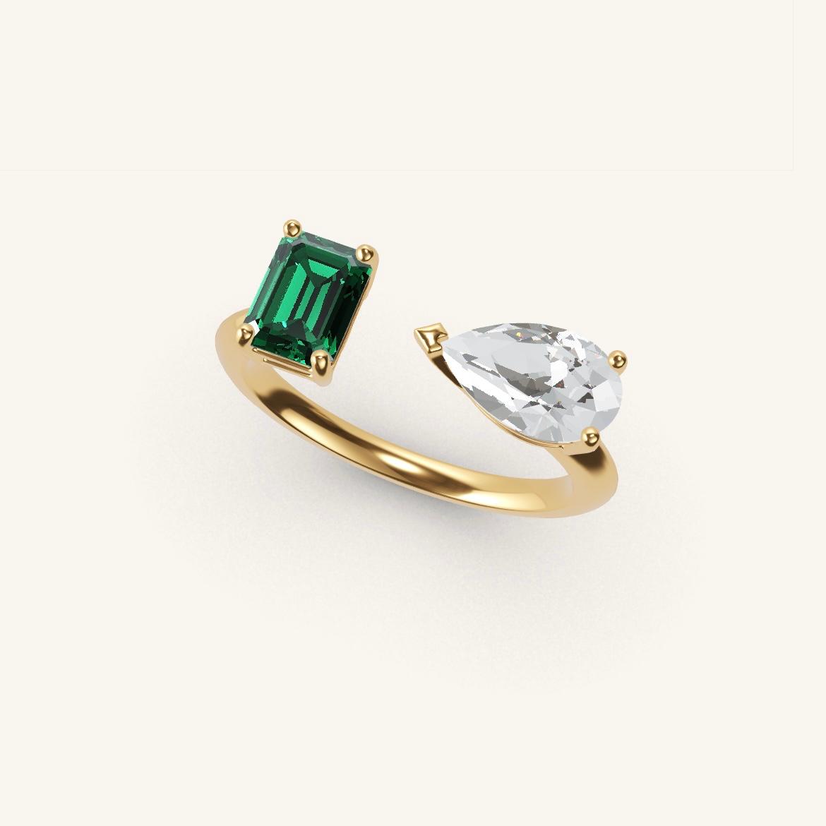 Pont des Arts - Emerald Emerald - 0.7 carat - Yellow Gold