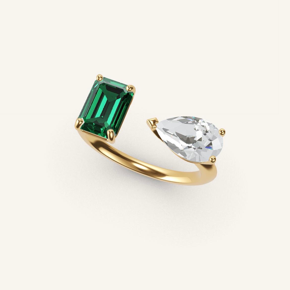 Pont des Arts - Emerald Emerald - 1 carat - Yellow Gold