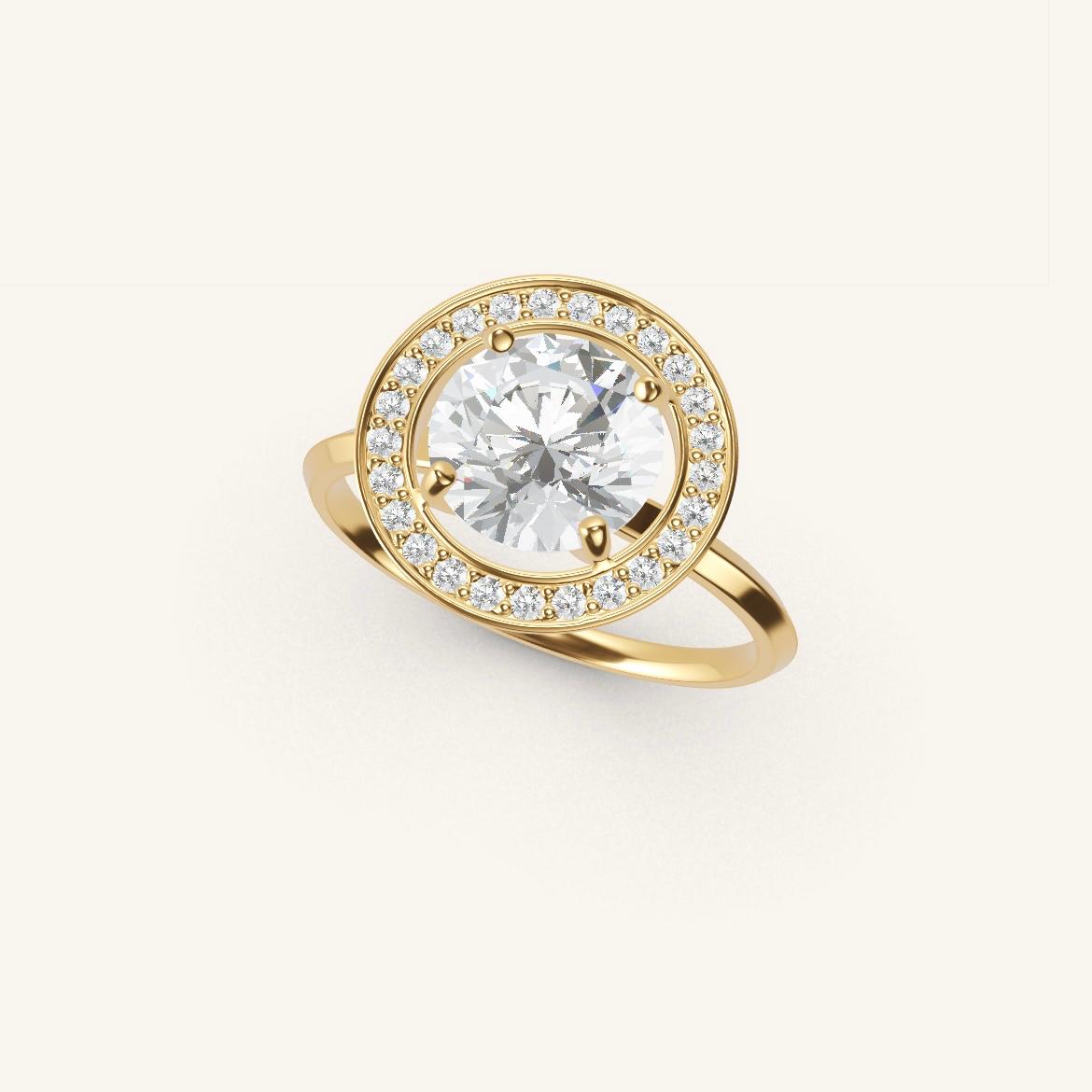 Monceau - Diamant Rond - 1,4 carat - Or Jaune