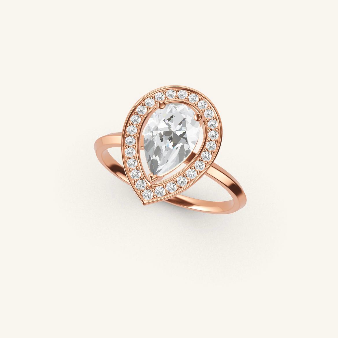 Batignolles - Diamant Poire - 1 carat - Or Rose