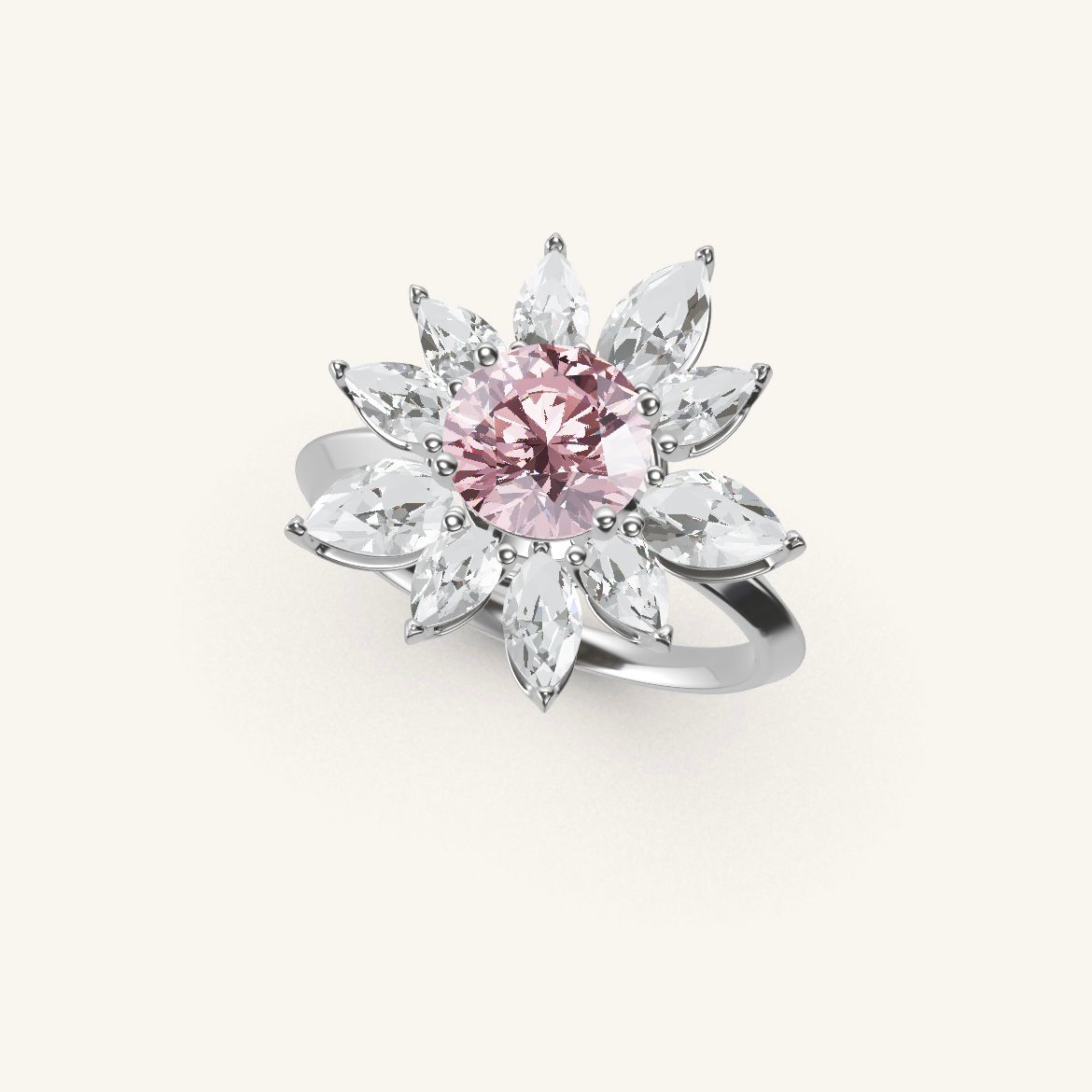 (Rose de) Montmartre - Pink Diamond - 1 carat - White Gold