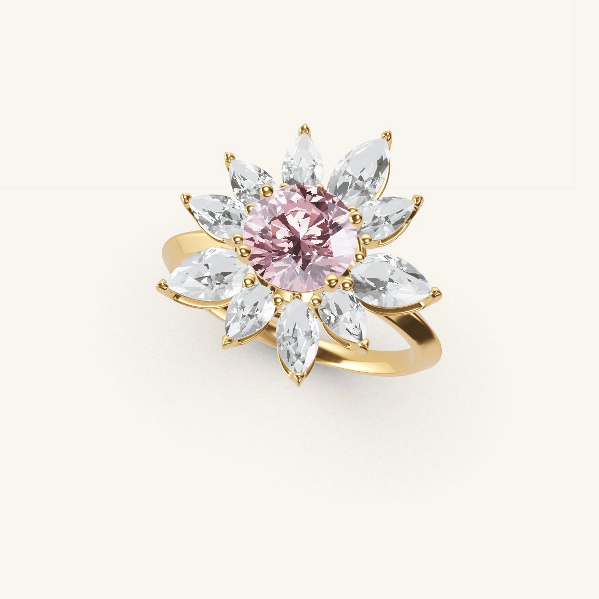 (Rose de) Montmartre - Pink Diamond - 1 carat - Yellow Gold