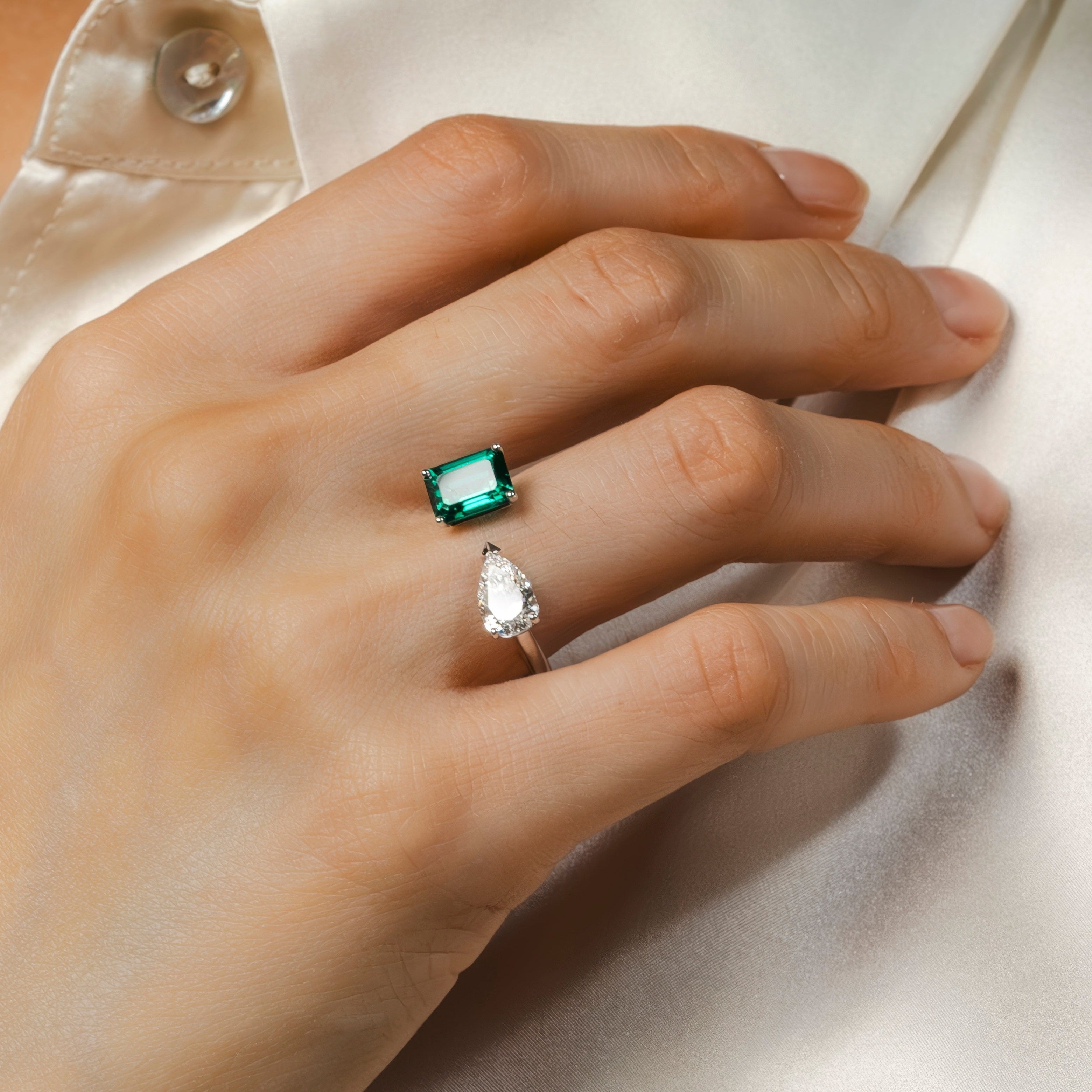 Pont des Arts - Emerald Sapphire - 1 carat - White Gold