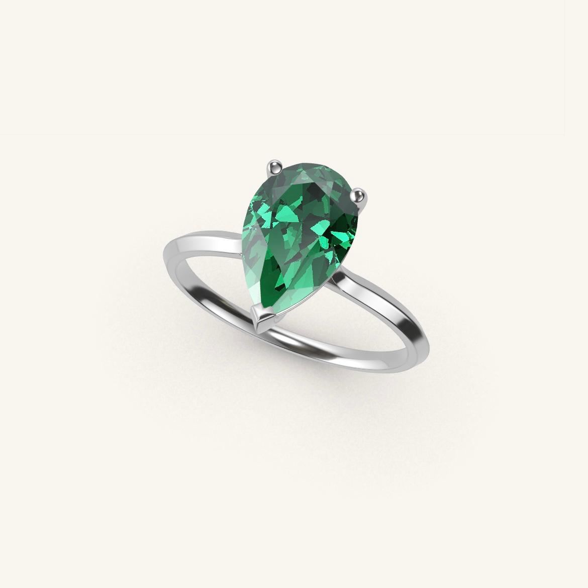 Île Saint-Louis - Pear Emerald - 1.4 carat - White Gold