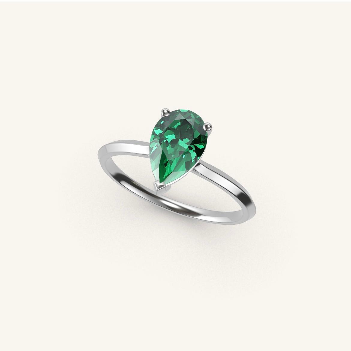 Île Saint-Louis - Pear Emerald - 1 carat - White Gold