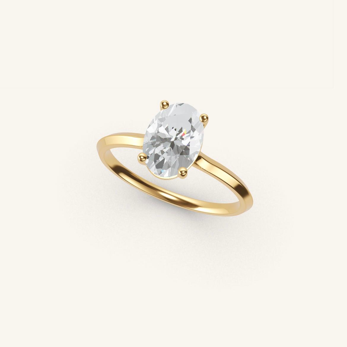 Île Saint-Louis - Oval Diamond - 1 carat - Yellow Gold