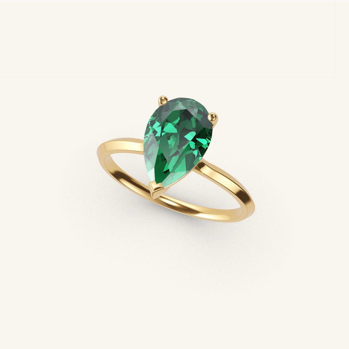 Île Saint-Louis - Pear Emerald - 1.4 carat - Yellow Gold