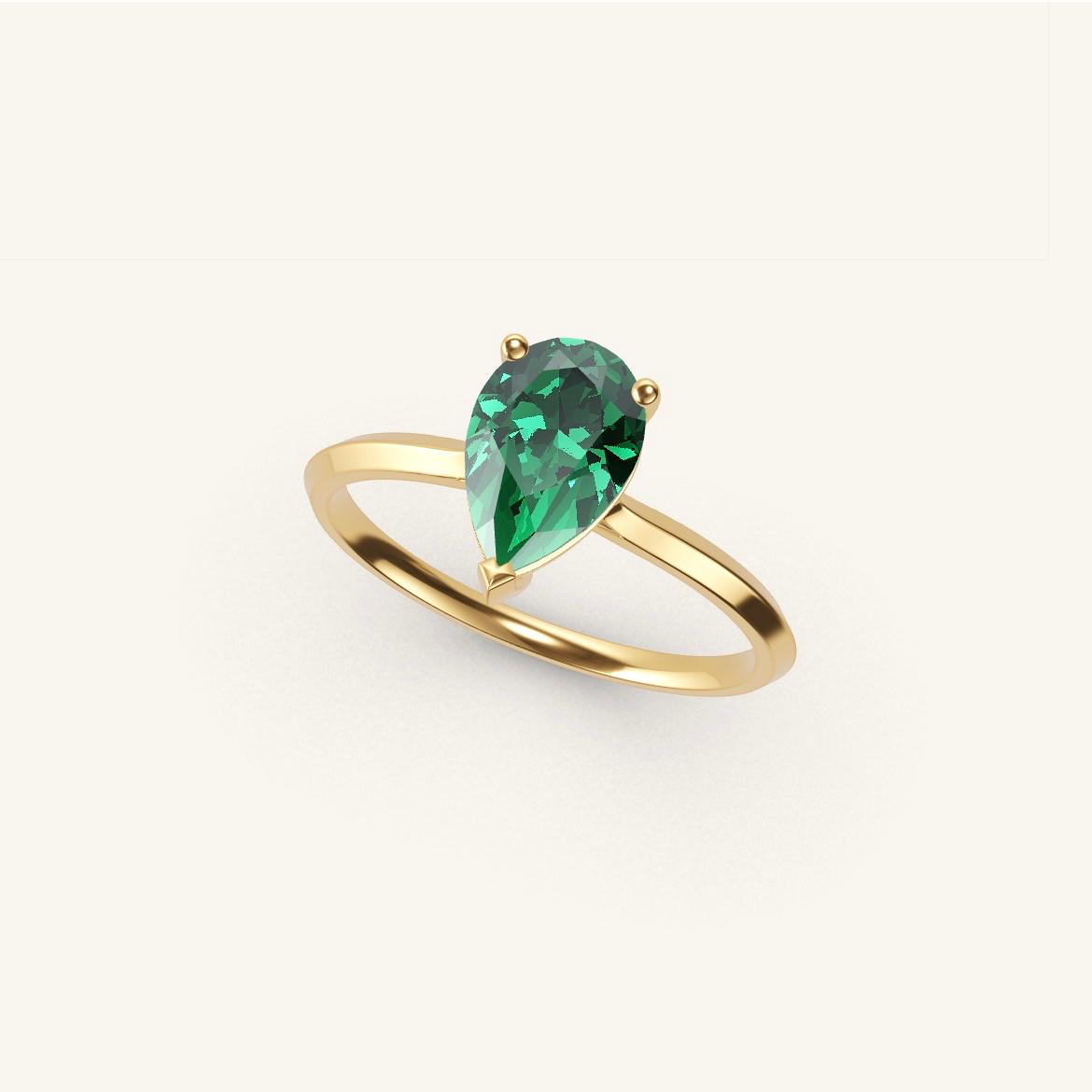 Île Saint-Louis - Pear Emerald - 1 carat - Yellow Gold